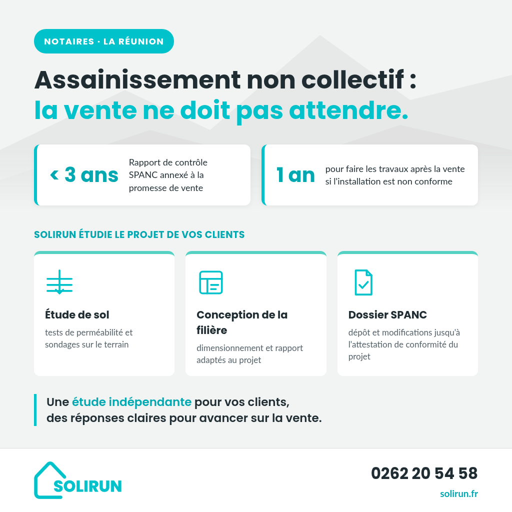 Assainissement non collectif et vente immobilière à La Réunion : SOLIRUN accompagne les notaires